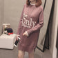 Autumn and Winter Mid-length Women's Sweater Loose Mid-length Maternity Dress Half-high Collar Outer Wear Base Shirt Coat