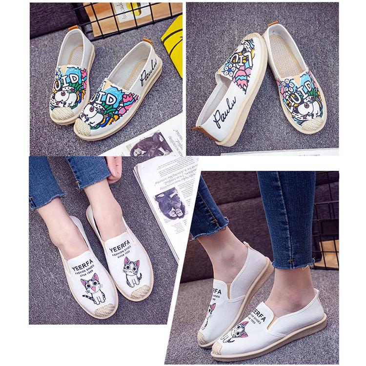 Summer Women Flat Shallow Loafers Canvas Shoes Fabric Female Casual Shoes Comfortable Breathable Ladies Mother Sewing