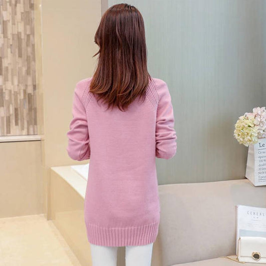 Regular Mid-length Base Sweater Women Loose Slim Fit Half High Neck Large Size Sweater Coat