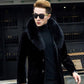 Thicken Plus Fleece Warm Jacket for Autumn and Winter Fashion Trend Handsome Black Button Big Fur Collar Men Jacket