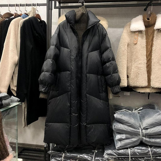 Winter Mid-length Thick Black Down Jacket Korean Version Loose Down Jacket Women Plus Size Fashion Warm Jacket Trend