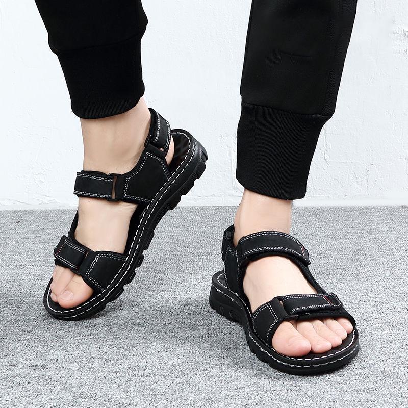 2020 Fashion Men Breathable Sandals Summer Casual Shoes Beach Sandals Genuine Leather Men Shoes