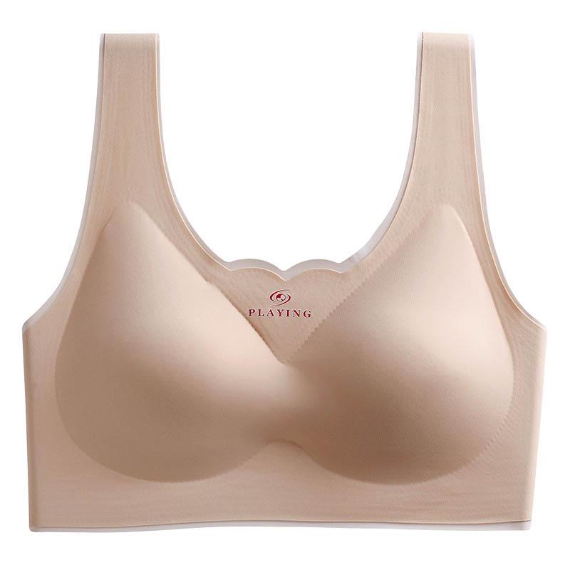 Summer Women's Ice Silk Seamless Beauty Back Wrap Chest Soft and Comfortable Vest Bottoming No Steel Ring Sports Gather Adjustment Bra