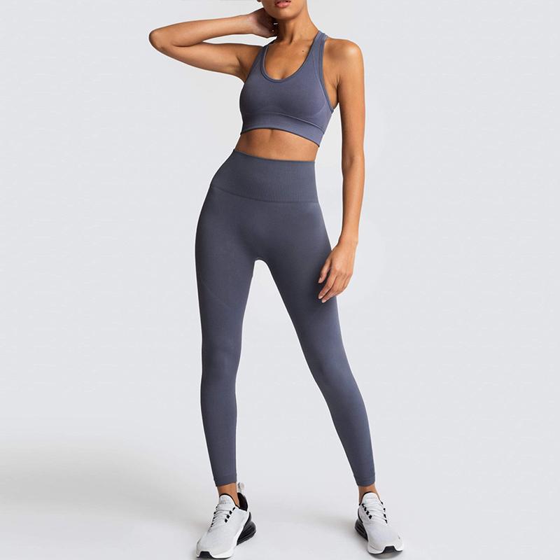 Sports Outfit Fitness Set Athletic Wear Yoga Clothing Set Sports Suit Women Sportswear Seamless Knit Hips Sports Yoga Set Fitness Bra Vest Set