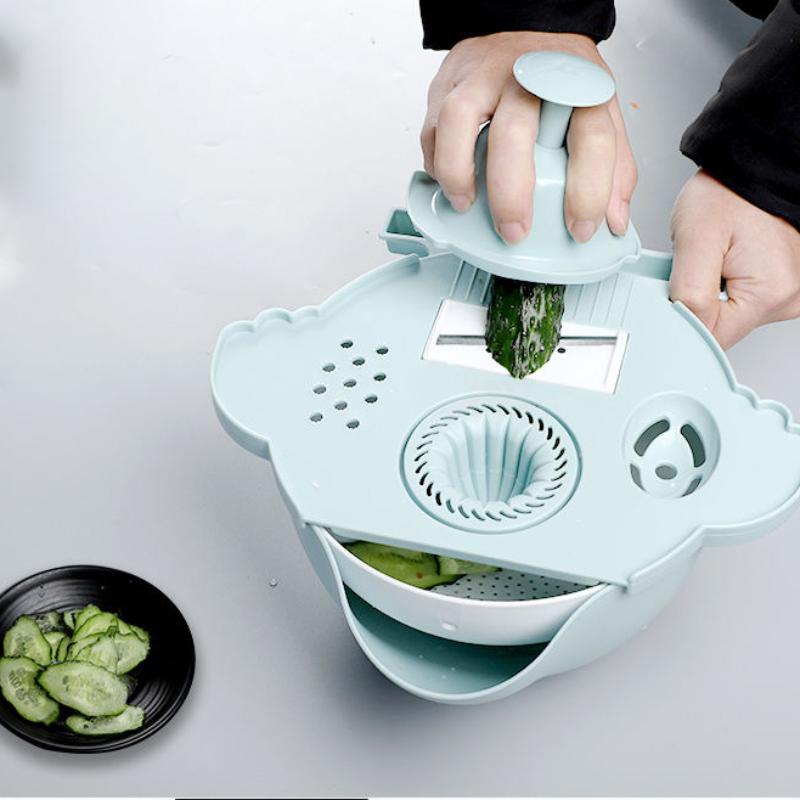Multifunctional Vegetable Cutting Artifact Kitchen Supplies Household Wipe Potato Slicing Grating Vegetable Washing and Draining Basket