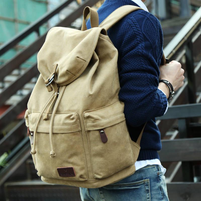Man Leather Casual USB Interface Backpack Bag Hole Mens School Travel Rucksack Laptop Backpack