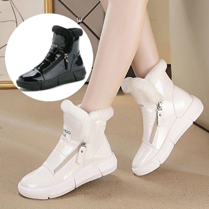 Winter Fashion Women's Shoes Mid-tube Flat Snow Boots Women's Casual Sports Side Zipper Cotton Boots