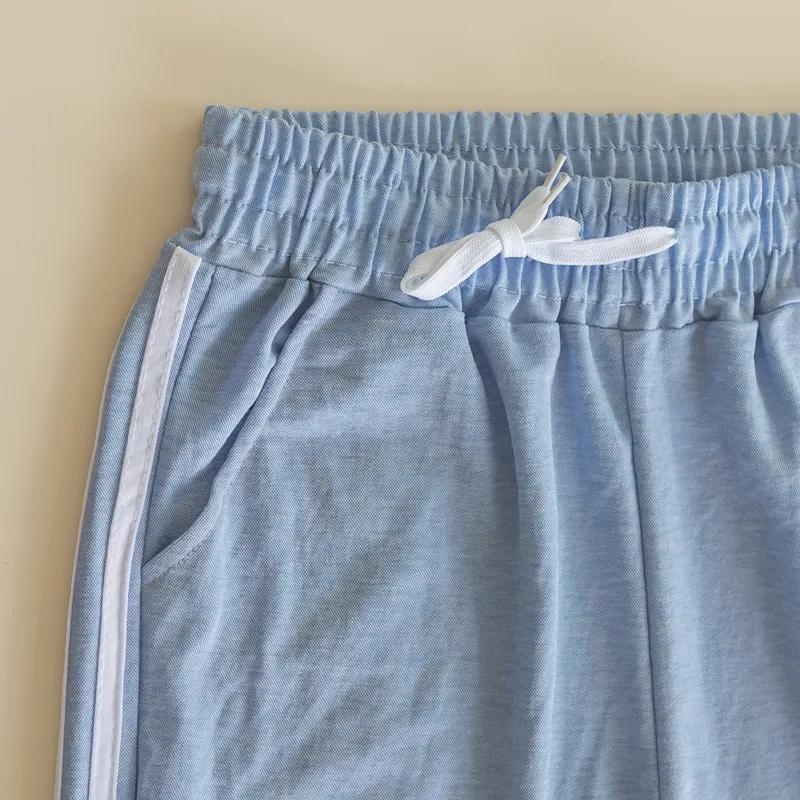 Women's Spring Summer Large Size Loose Long Harem Pants Female Solid Color Striped Thin Casual Cropped Pants Sports Sweatpants