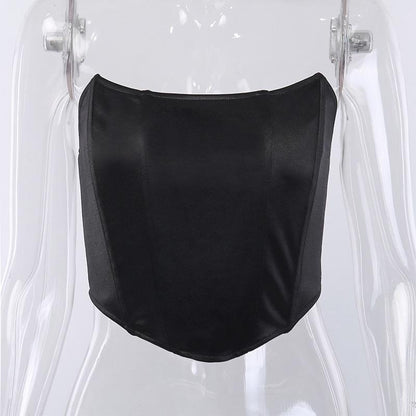 Sleeveless Sexy Corset Off Shoulder Velvet Crop Tops Vest Female Underwear Backless Bustier Top Solid Summer Women's Clothing Halter Bar