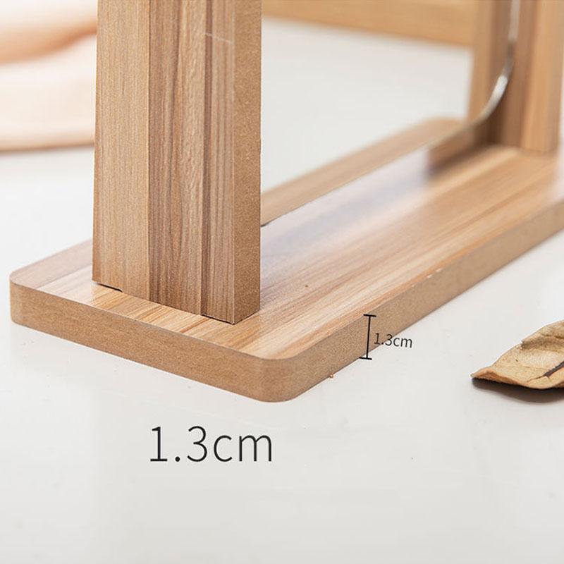 Ladies Rotatable Wooden Mirror Desktop Creative Portable Makeup Mirror HD Thin and Light Travel Out Household Essentials