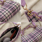 Check Lattice PU Leather Armpit Bag for Women Shoulder Handbags Lady Simple Elegant Baguette Bag