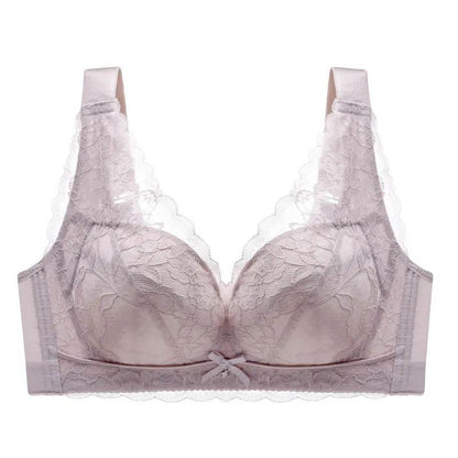Ultra-thin Plus Size Underwear Women's No Steel Ring Full Cup Big Breasts Show Small Bra Summer Thin Section Breast-receiving Breathable Bra