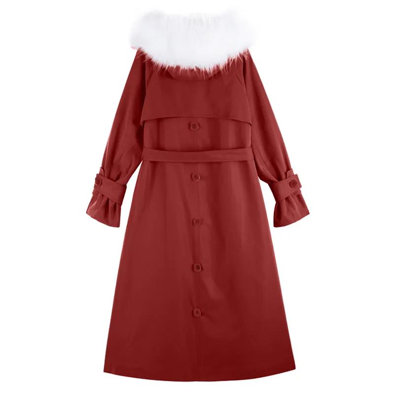 Lamb Velvet Jacket Windbreaker-style Cotton-padded Jacket Women's Korean Mid-length Section Plus Velvet Padded Fur Collar Winter Padded Jacket