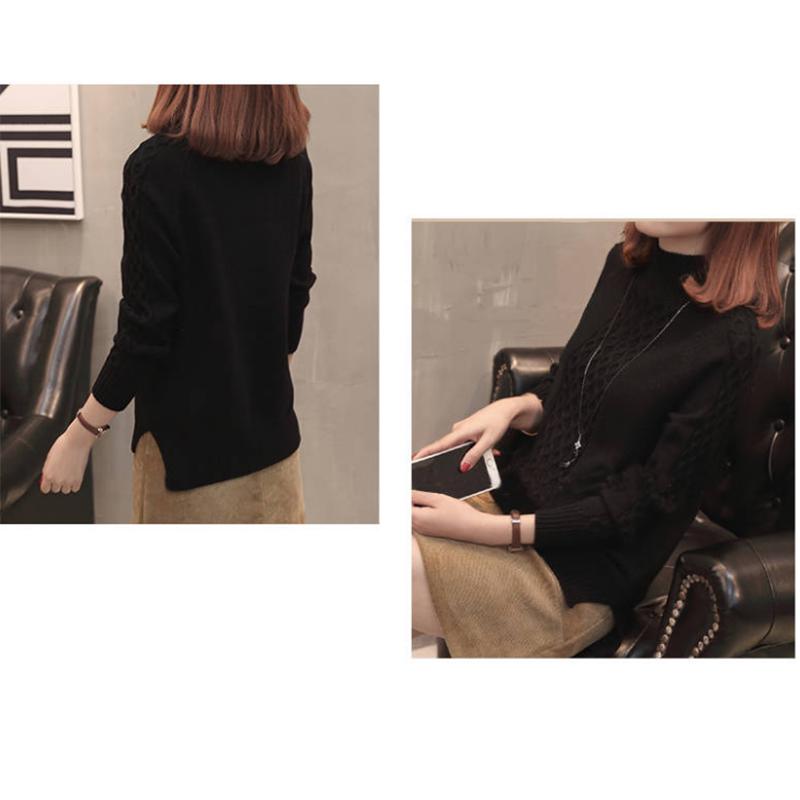 Pofulove Slim Thick Joker Bottoming Sweater Sweater Half-High Collar Short Pullover Fragrant Sweater