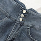 High Waist Denim Shorts Female Summer Korean Version of Ins Retro Metal Chain Design Sense A-line Wide-leg Pants