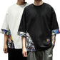Oversized Hip Hop T-shirt Japanese Trend Retro Shirt O-neck Half Sleeve Casual Pullover Stitching Graphic Punk Clothe Summer
