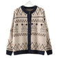 Bear Jacquard Sweater Jacket Women's Autumn and Winter Loose and Lazy Style Contrast Color Knitted Cardigan Top Trendy