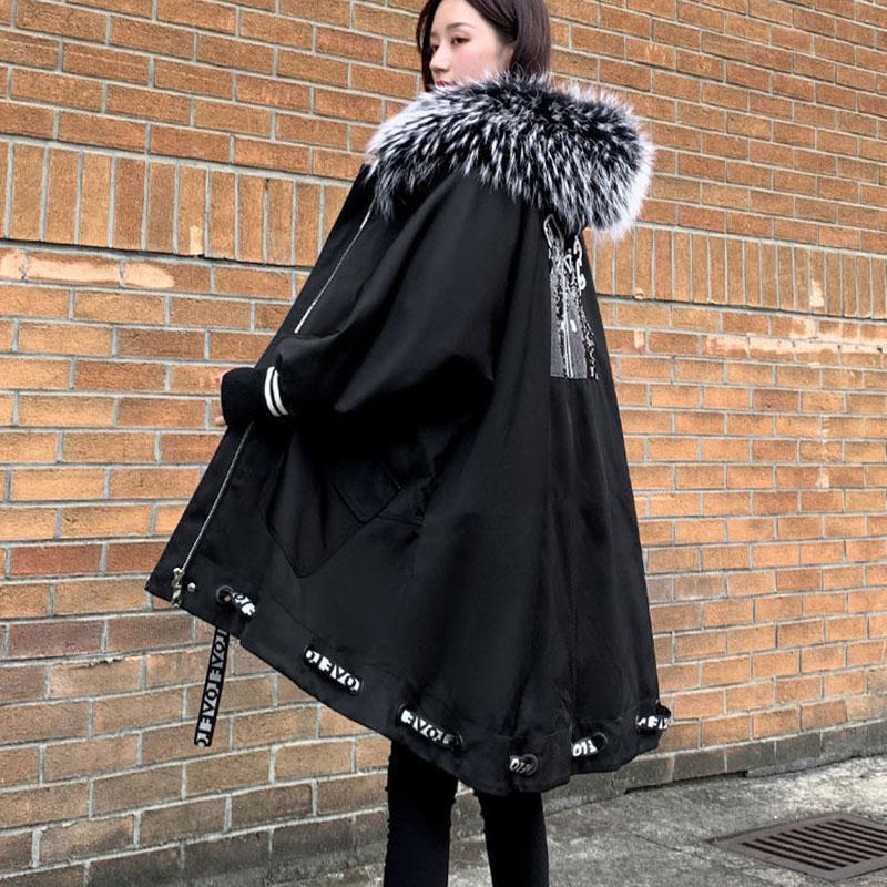 Winter Mid-length ParkasThe Korean Version of Loose Fur Collar Jacket Personality Down Padded Jacket for Woman