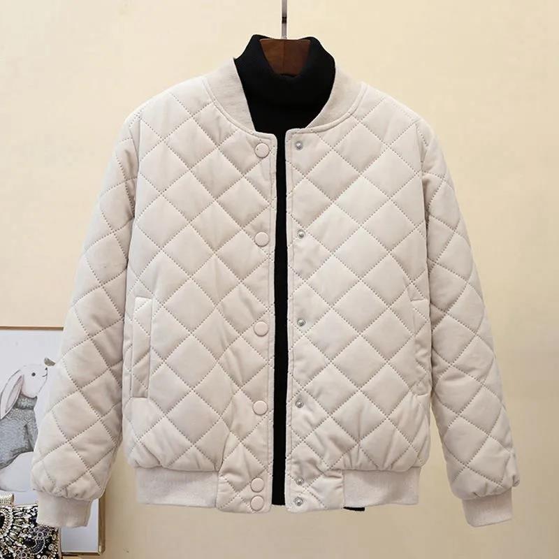 Winter Jacket Ladies Student Baseball Down Padded Jacket Short Lightweight Gold Velvet Small Padded Jacket Tide