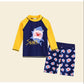 Children's Swimsuit Boy Cartoon Printing Separate Swimwear Boy Middle-aged Long-sleeved Swimming Trunks Quick-drying Bathing Suit