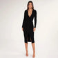 Women's Party Dress Button Knit Dress Autumn and Winter Slim Long-sleeved Long Skirt and Ankle V-neck Tight-fitting Sexy Dress Ladies Split Hem