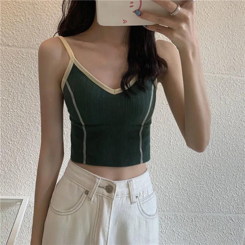 Korean Version of The Retro Contrast Color Girl No Steel Ring Small Chest Gathered Tube Top Bottoming Beautiful Back Vest-style Underwear Women's Bra
