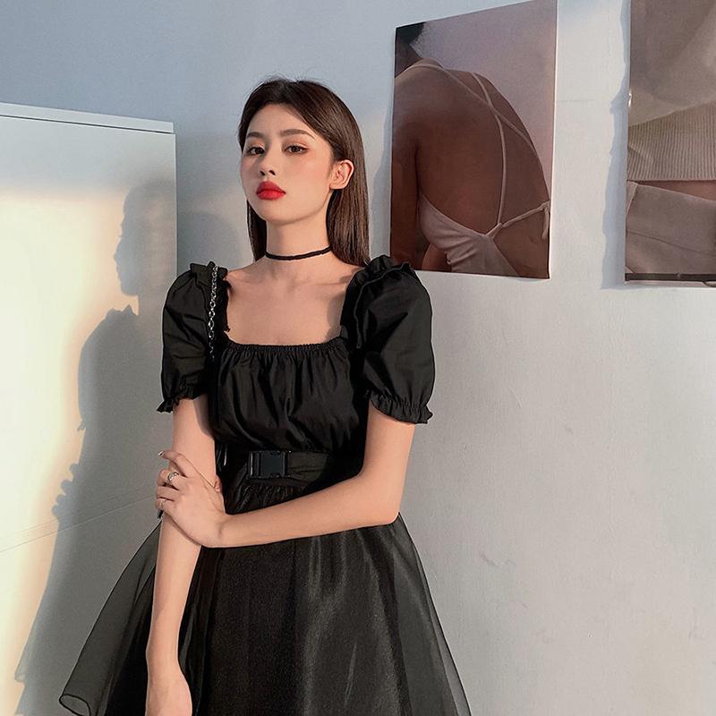 Chiffon Dress Women's Summer Dress Short Sleeve U-neck Puff Sleeve Daily Wear Office Dating Party