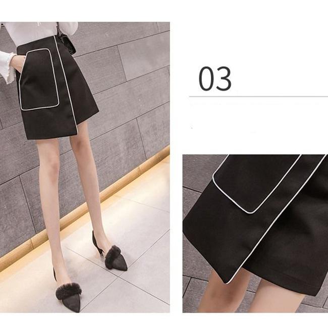 Women Sexy Split Fork A-line Hip Skirt Short Skirt Knee-length Zipper Elastic Waist Club Casual Home Office