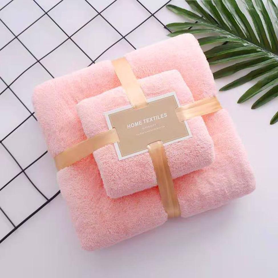 Adult Coral Velvet Towel + Bath Towel Set Home Oversized Absorbent Quick-drying Bath Towel