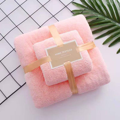 Adult Coral Velvet Towel + Bath Towel Set Home Oversized Absorbent Quick-drying Bath Towel