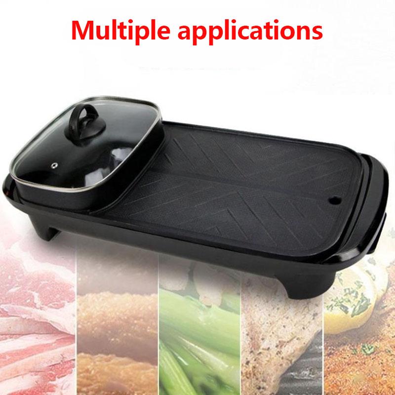 1800W Barbecue Heat Pot Machine Multi-purpose BBC Rack Fried Steak Pan Smokeless Nonstick Grill Pan for Family