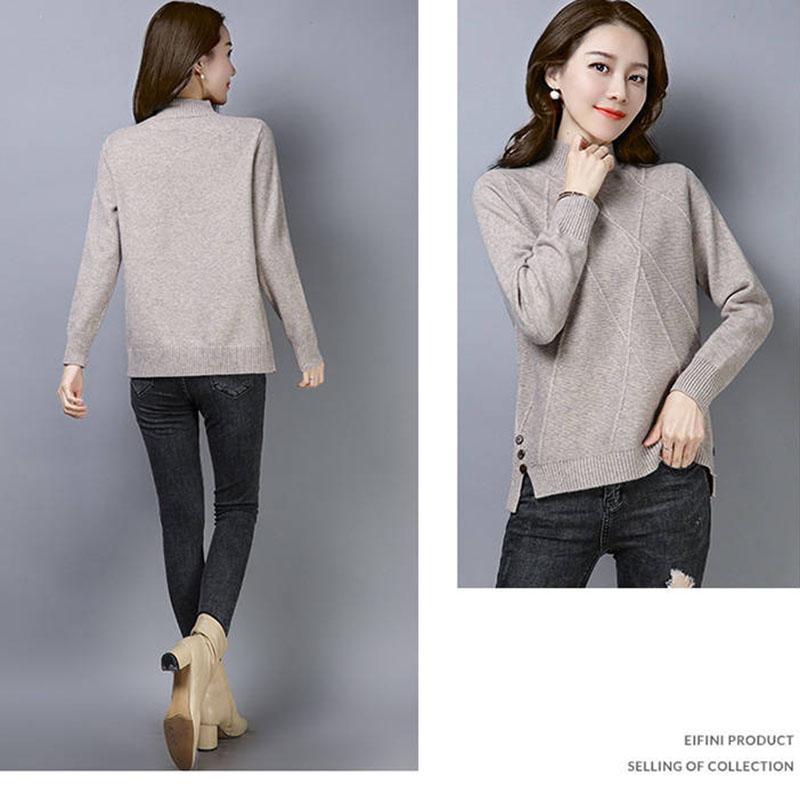 Winter Women's Turtleneck Pullover Thicken Warm Knit Pullover Plus Size Style Women