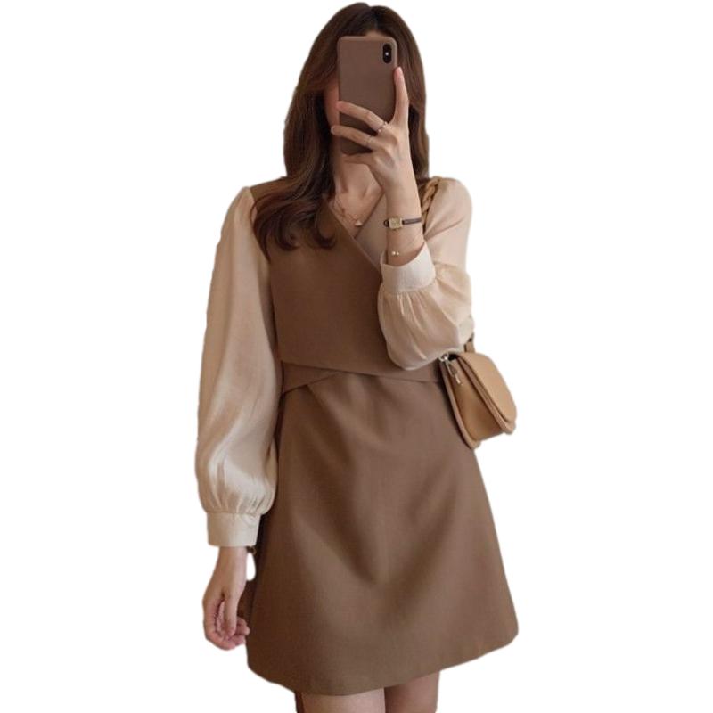 Chiffon Dress Women's Summer Dress long Sleeve Knee-length Daily Wear Office Dating Party