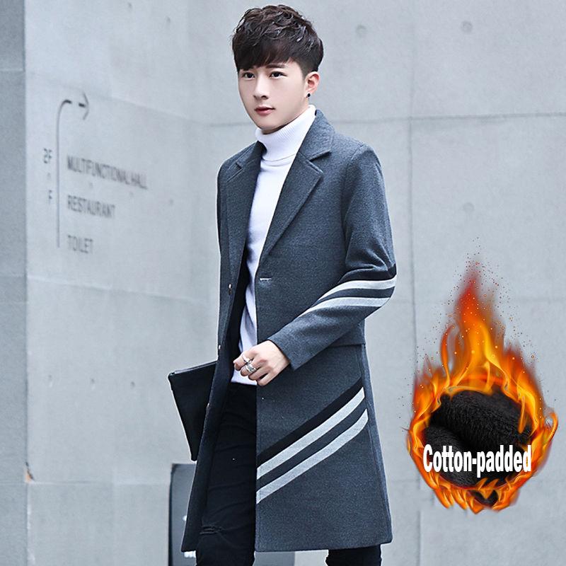 Winter Woolen Coat Men Leisure Long Woolen Coats Mens Casual Fashion Jackets Casual Men Overcoat