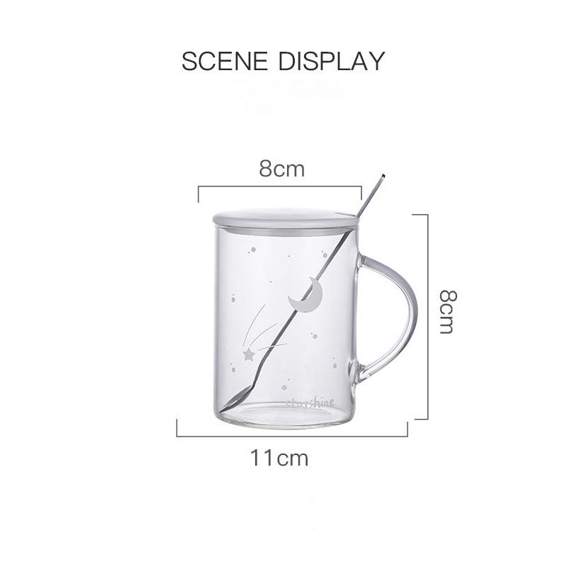 Couple Cup Creative Luminous Starry Sky Universe Office Glass Drinking Cup with Lid Spoon Cup Personality Trend