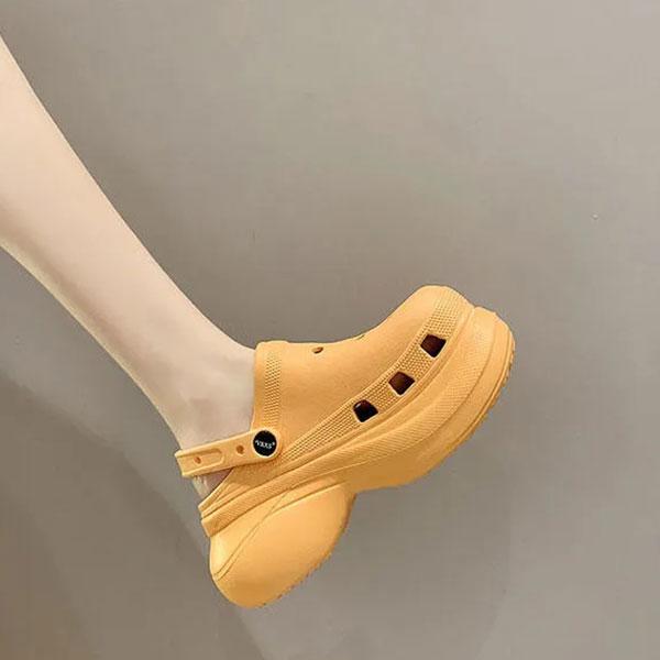 High-heeled Hole Shoes Women's Summer Wear Ins Fashion Non-slip Thick-soled Beach Daddy Sandals Heightened Sandals Slippers