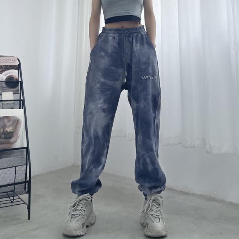 Summer Extra-large Wide-leg Pants Loose Slim Straight-leg Pants European and American Style Tie-dye Casual Sports Pants