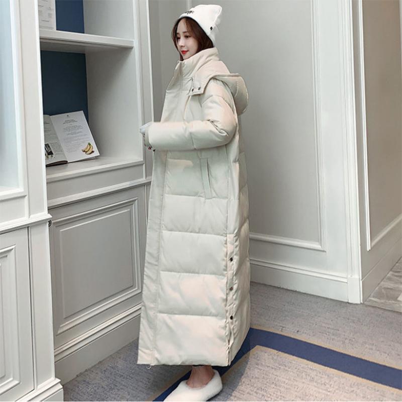 Women's Mid-length Down Jacket Winter Korean Loose Cotton Clothes Casual Hooded Padded Jacket Quilted Jacket
