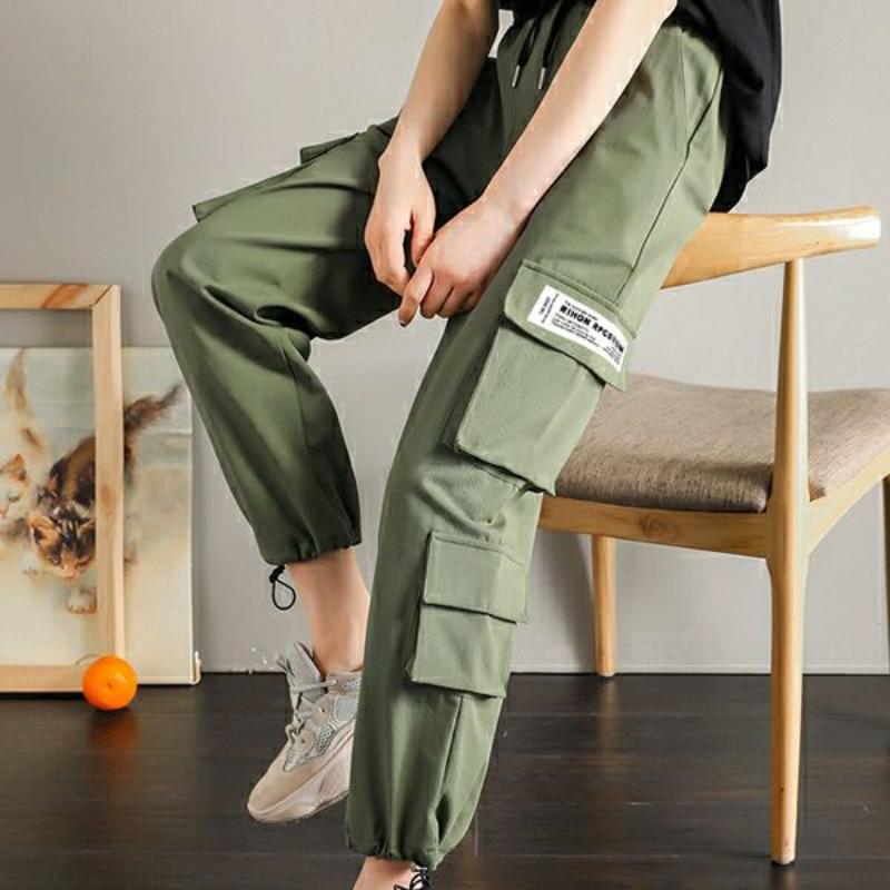 Overalls for Male and Female Students Ins Tide Korean Version of Straight Leg Beam Fashion Versatile Multi-pocket Harlan Sports Casual Pants