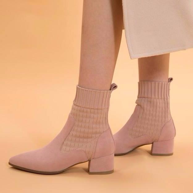 Women Boots Autumn Winter High Heel Warm Pointed Toe Fringe Zip Ankle Chelsea Shoe Sexy Fashion