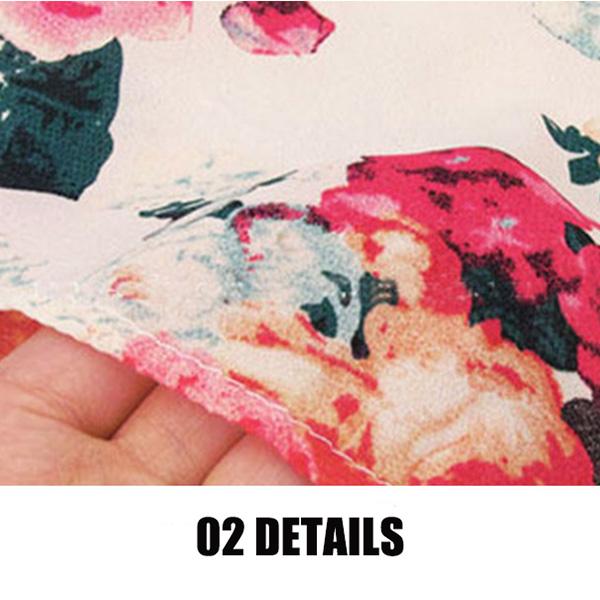 Women A-line Chiffon Dress Summer Sleeveless Round Neck Elastic Waist Floral Large Size Mid-length Skirt
