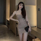 Mesh Temperament Women's Sexy Slim Sling Skirt Bag Hip Dress Women's Slim Sexy Slim Sling Bag Hip Dress Short Skirt