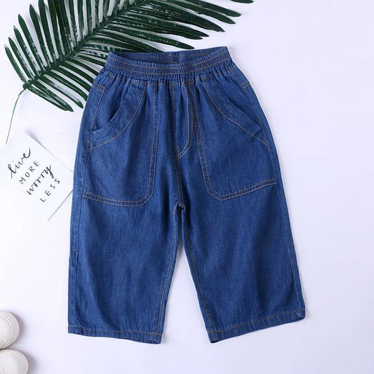 Boys Summer Shorts Big Kids All-match Thin Soft Denim Pants Children's Loose Cropped Trousers