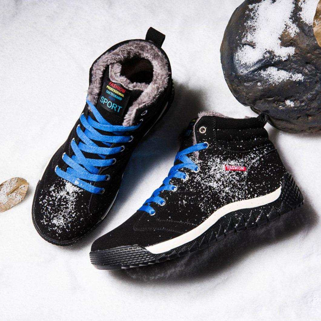 Winter Casual High-top Snow Boots Fur Lined Lace Up Ankle Sneakers for Men Lt