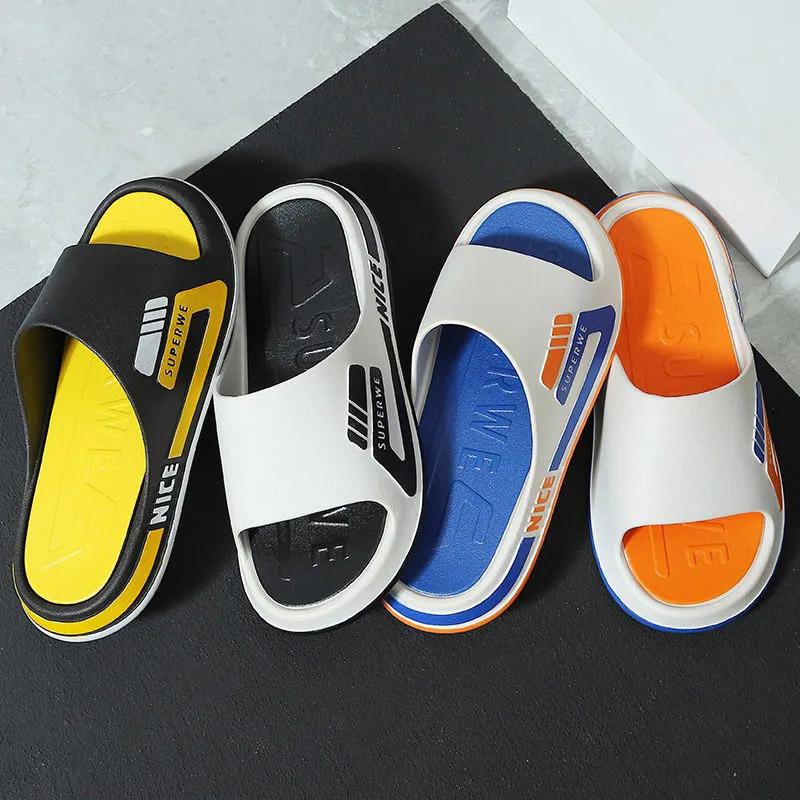 Men's Summer Slippers Wear Thick Bottom Sandals Couples Outdoor Wear Sports Non-slip Flip-flops Household Indoor Bathroom Slippers Ladies Flip-flops