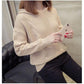 Sweater Women Autumn Winter V-Neck Solid Color Hooded Sweater Solid Color Pullover Knitted Sweater