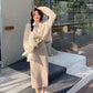 Autumn  Winter College Style Horn Button Knitted Cardigan Jacket Women Casual Fashion Loose Long-sleeved Simple Top
