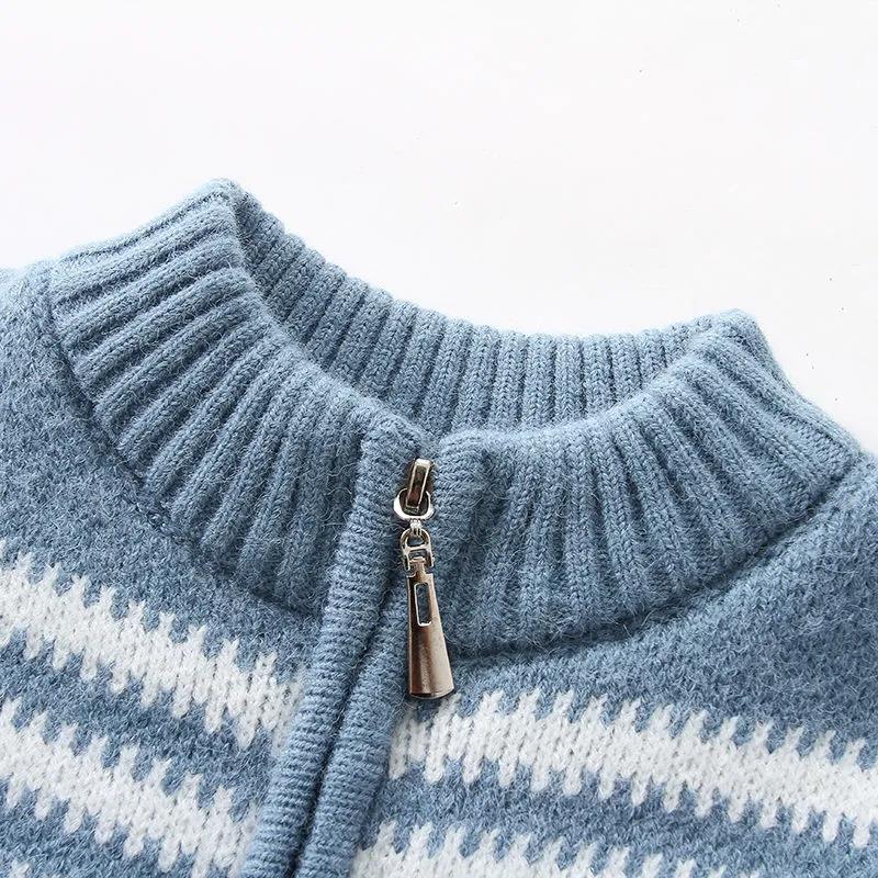 Boys Sweater Coat Autumn and Winter Children's Zipper Cardigan Baby Warm Sweater Double Layer Thickness