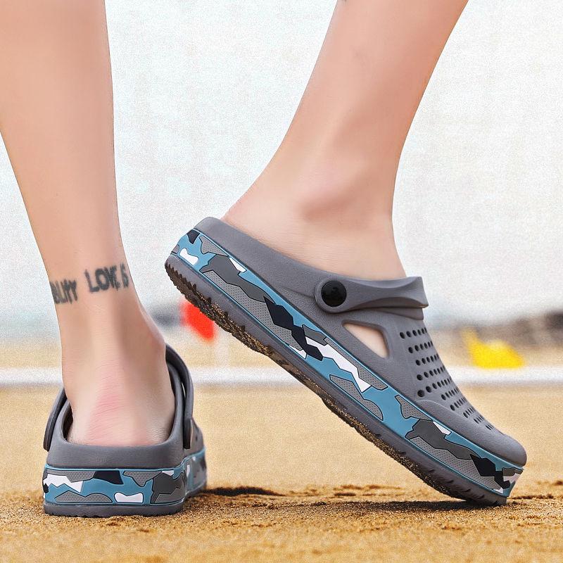 Summer men's casual slippers personality big head sandals anti-skid shoelace heel dual-use sandals