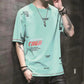 T-shirt for Men O-neck Short Sleeve Thin Shirt Korean Trendy Alphabet Print Tees Soft Casual Loose Pullover for Youth